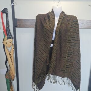 Jungle Tiger Tribal Brown and Green Striped Scarf Shawl